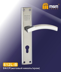 Ручка дверная на планке 612L-B SN/CP 85 мм/9