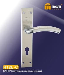 Ручка дверная на планке 412L-С SN/CP 85 мм/9