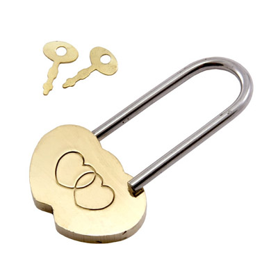 Замок сувенир. "Сердечко" латунь (2 декор. кл) АЛЛЮР