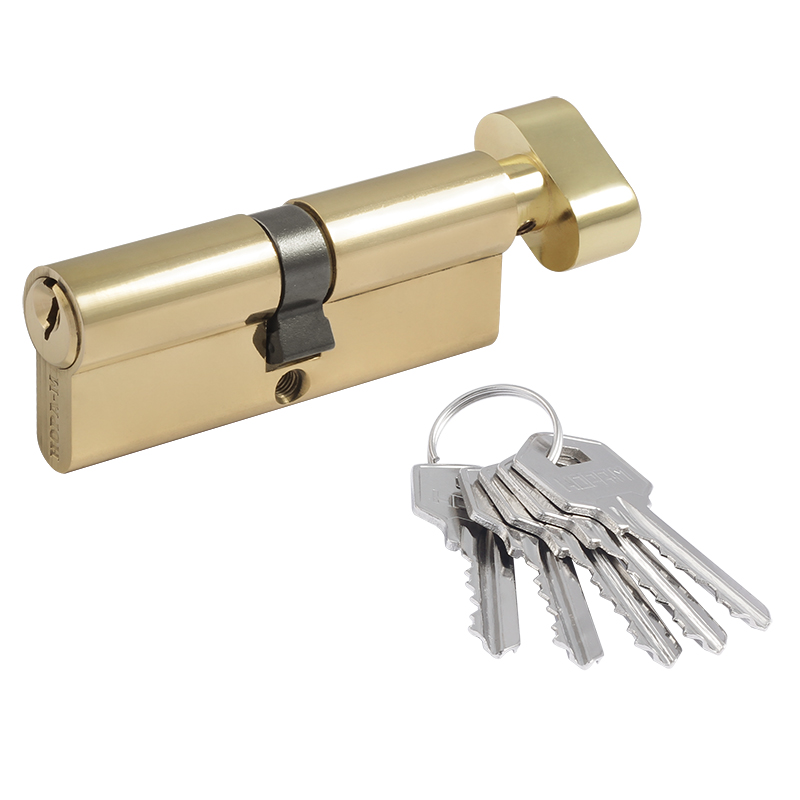 Мех-м цилиндровый МЦ-ЛУВ-70 (латунь) (35-35) англ.кл. (ключ-вертушка) Нора-М