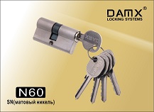 Цилиндровый механизм ключ-ключ N60mm (англ.кл.) DAMX SN никель  MSM(80/20)