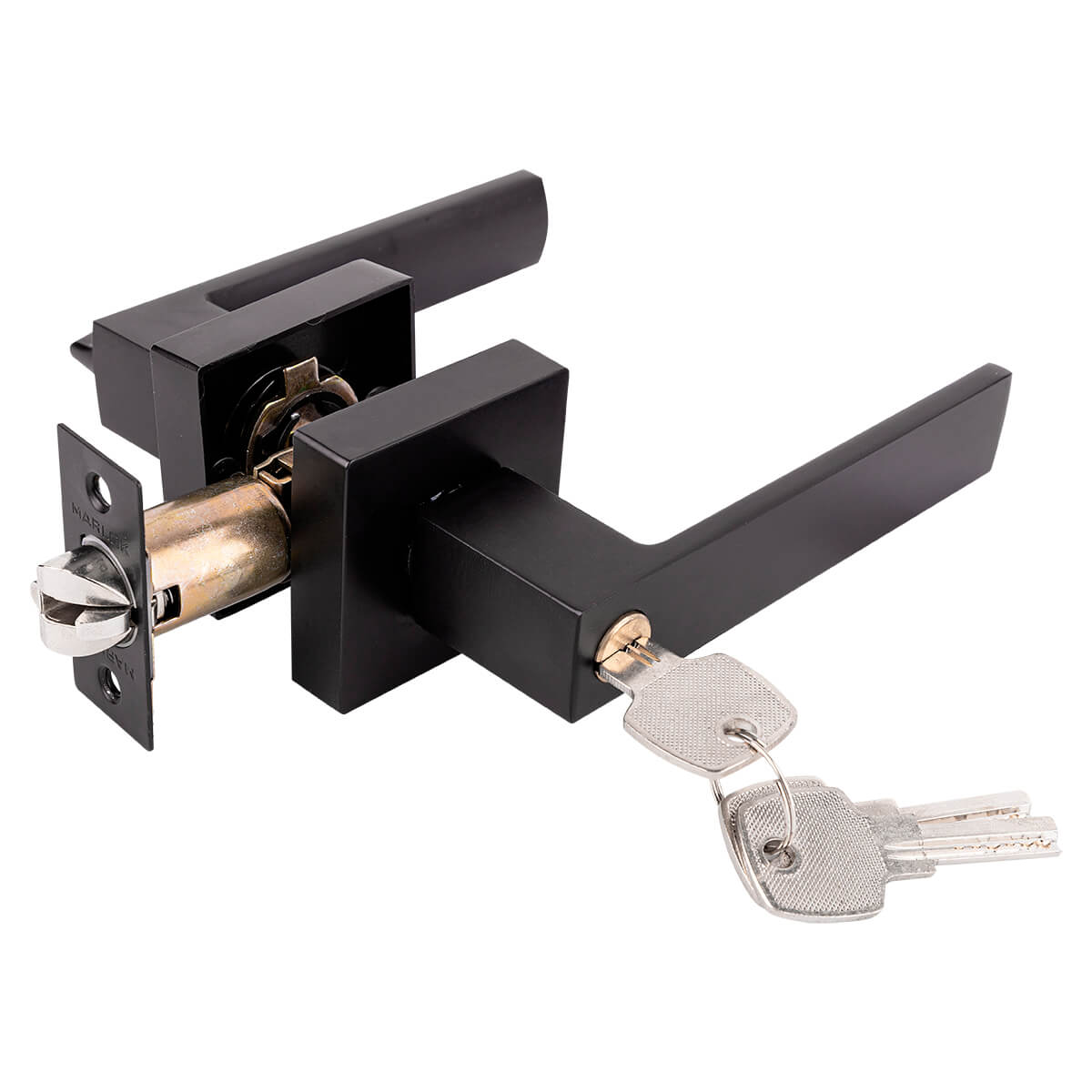 Дверная ручка-защелка RZ 8-01 ключ, серия NOVA BL (черная) MARLOK