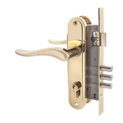 Замок врезной с ручкой 102/3 GP латунь 4кл. АЛЛЮР/12 