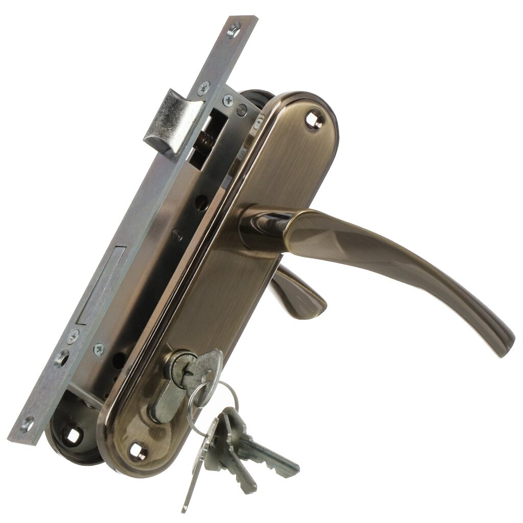 Замок врезной с ручками ЗВ 4-70.23 (бронза) Омега/10