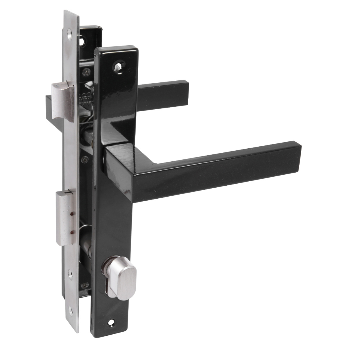 Замок врезной с ручкой 8520.02.9005 для калиток кл/верт черный СТАНДАРТ/20