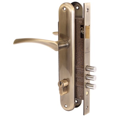 Замок врезной с ручкой 0203 AB бронза АЛЛЮР/10