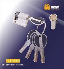 Цилиндровый механизм ключ-ключ C(30/10)mm SN мат.никель MSM(48/6)