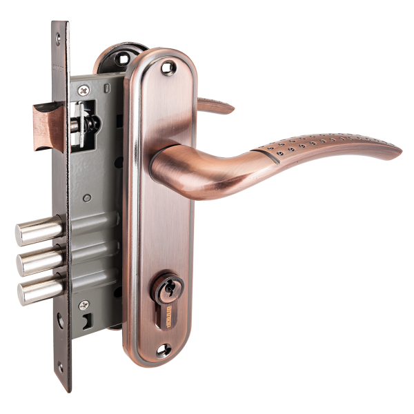 Замок врезной с ручкой 132/3 AC медь 4 кл. АЛЛЮР/12